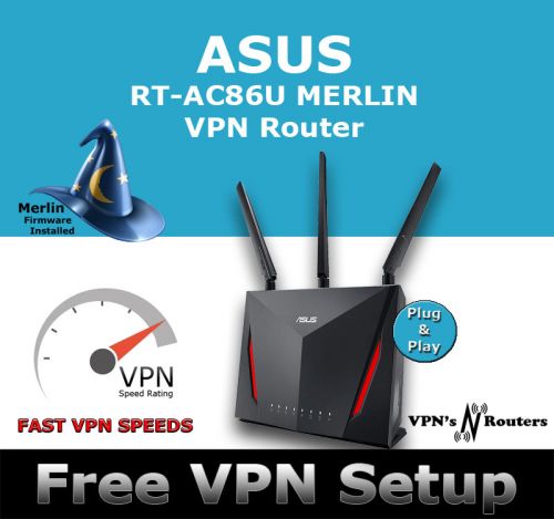 ASUS RT-AC86U MERLIN VPN WIRELESS ROUTER REFURBISHED